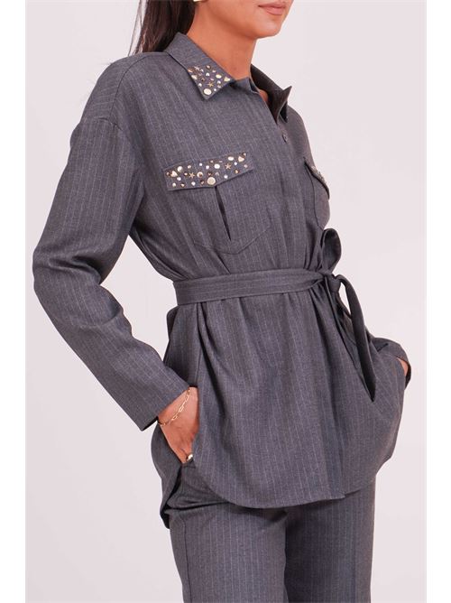 Camicia over con cintura Luckylu Milano | GI47PNGREY